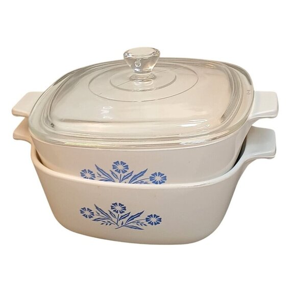 Corning Ware Blue Cornflower Casserole Dishes Set With Lid 1 Qt & 1.5 Qt Vintage - Picture 2 of 9